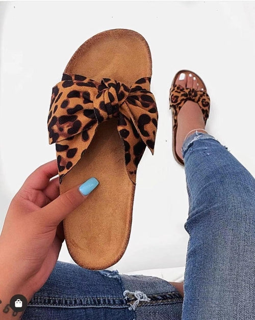 2025 Leopard Women Slipper Summer Open Toe Platform Slides